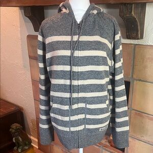 GANT Original Rugger Striped Lambswool Zip Up Hoodie, size 2XL
